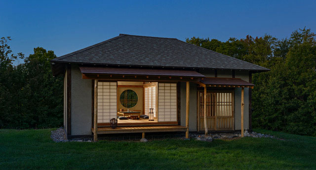 japanese house exterior evening